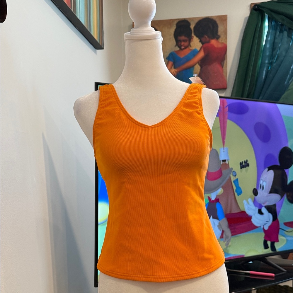 Orange Ribbed bathing suit Top